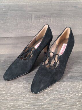 Cosmopolitan Women’s Size 9.5B Induce Black Suede Webbed Slip On Heels